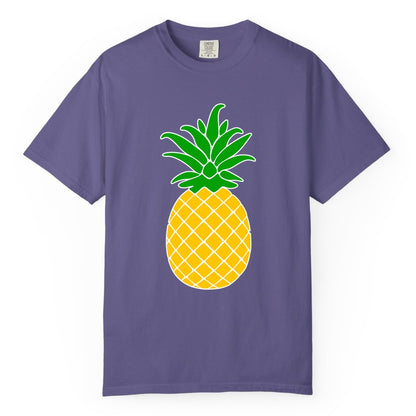 Pineapple Graphic Shirt - Tropical Fruit Apparel for Summer Fun (Comfort Color) in Grape - Cartoon Pineapple Graphic Shirt - Bold Tropical Fruit Summer Tee