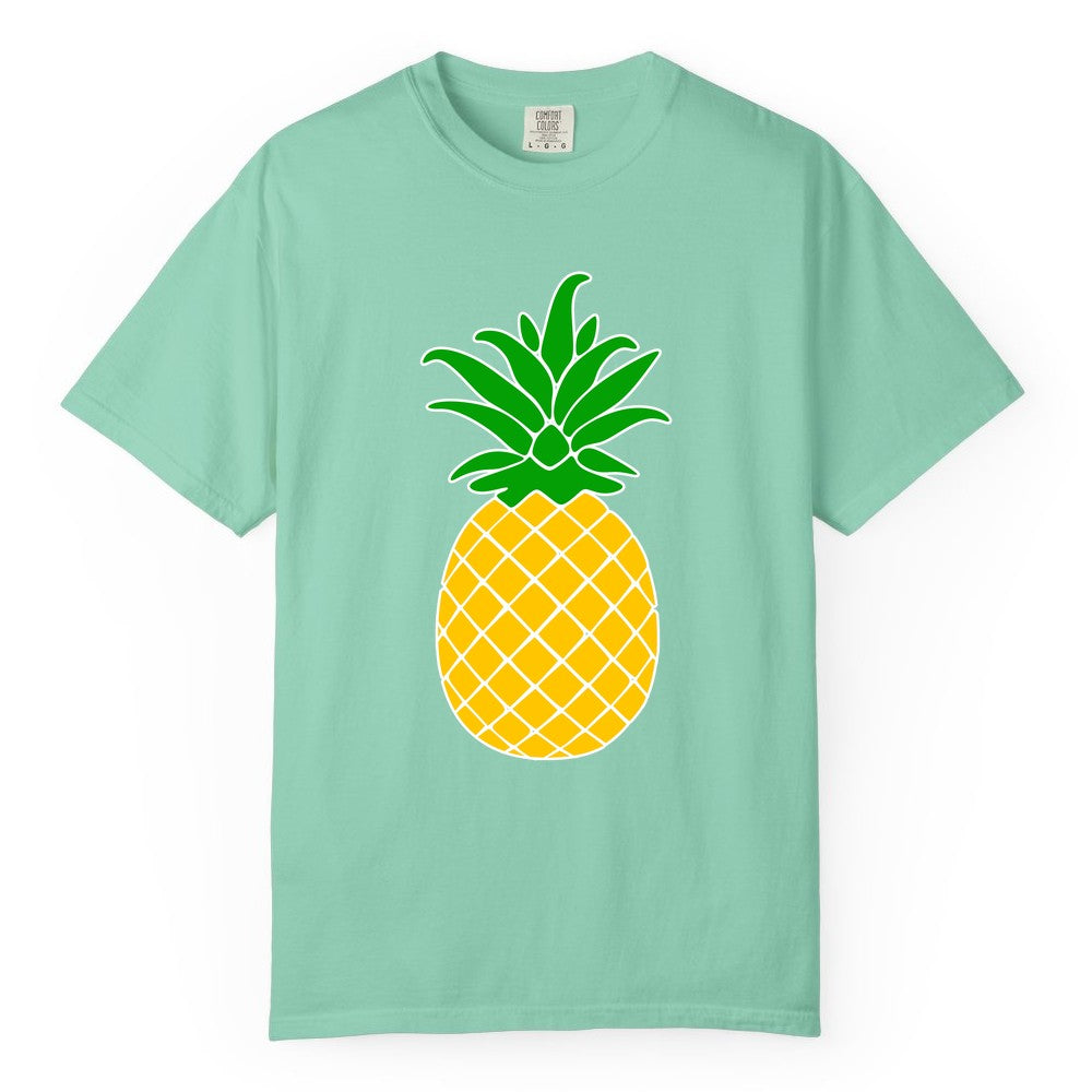 Pineapple Graphic Shirt - Tropical Fruit Apparel for Summer Fun (Comfort Color) in Island Reef - Cartoon Pineapple Graphic Shirt - Bold Tropical Fruit Summer Tee