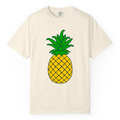 Pineapple Graphic Shirt - Tropical Fruit Apparel for Summer Fun (Comfort Color) in Ivory - Cartoon Pineapple Graphic Shirt - Bold Tropical Fruit Summer Tee
