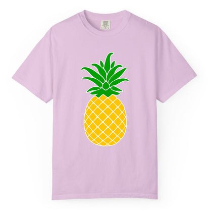 Pineapple Graphic Shirt - Tropical Fruit Apparel for Summer Fun (Comfort Color) in Orchid - Cartoon Pineapple Graphic Shirt - Bold Tropical Fruit Summer Tee