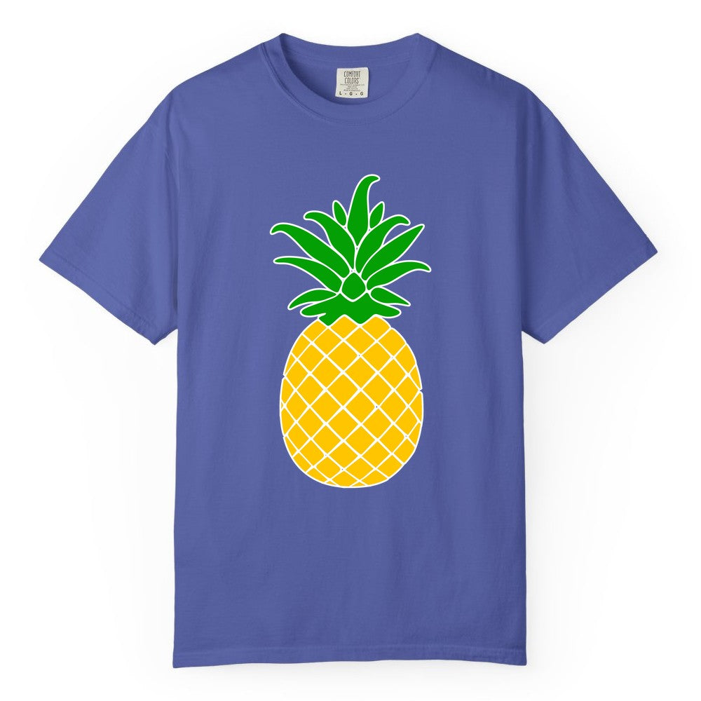 Pineapple Graphic Shirt - Tropical Fruit Apparel for Summer Fun (Comfort Color) in Periwinkle - Cartoon Pineapple Graphic Shirt - Bold Tropical Fruit Summer Tee