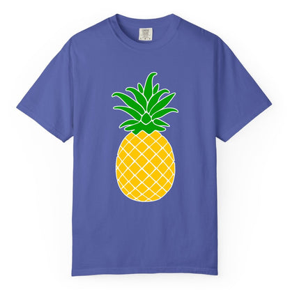 Pineapple Graphic Shirt - Tropical Fruit Apparel for Summer Fun (Comfort Color) in Periwinkle - Cartoon Pineapple Graphic Shirt - Bold Tropical Fruit Summer Tee
