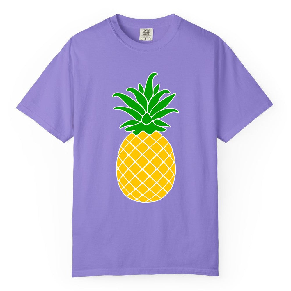 Pineapple Graphic Shirt - Tropical Fruit Apparel for Summer Fun (Comfort Color) in Violet - Cartoon Pineapple Graphic Shirt - Bold Tropical Fruit Summer Tee