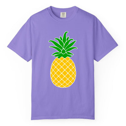 Pineapple Graphic Shirt - Tropical Fruit Apparel for Summer Fun (Comfort Color) in Violet - Cartoon Pineapple Graphic Shirt - Bold Tropical Fruit Summer Tee