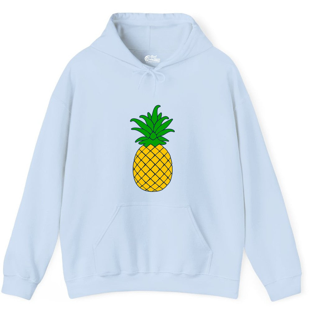 Pineapple Graphic Shirt - Tropical Fruit Apparel for Summer Fun (Hoodie) in Light Blue - Cartoon Pineapple Graphic Shirt - Bold Tropical Fruit Summer Tee