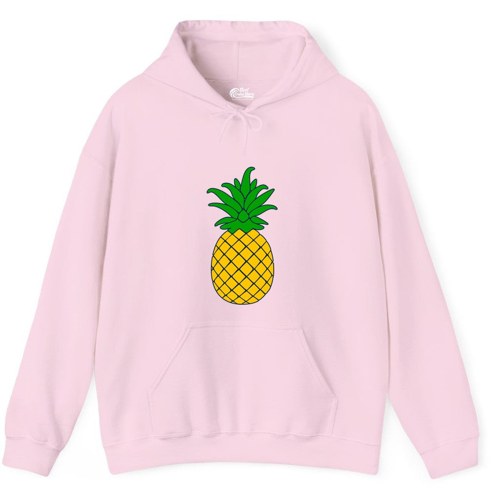 Pineapple Graphic Shirt - Tropical Fruit Apparel for Summer Fun (Hoodie) in Light Pink - Cartoon Pineapple Graphic Shirt - Bold Tropical Fruit Summer Tee