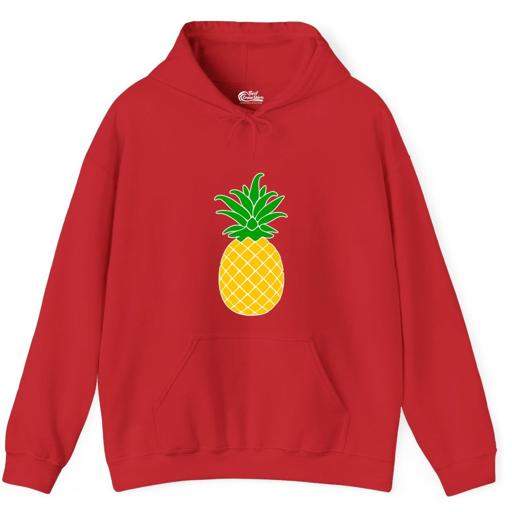 Pineapple Graphic Shirt - Tropical Fruit Apparel for Summer Fun (Hoodie) in Red - Cartoon Pineapple Graphic Shirt - Bold Tropical Fruit Summer Tee