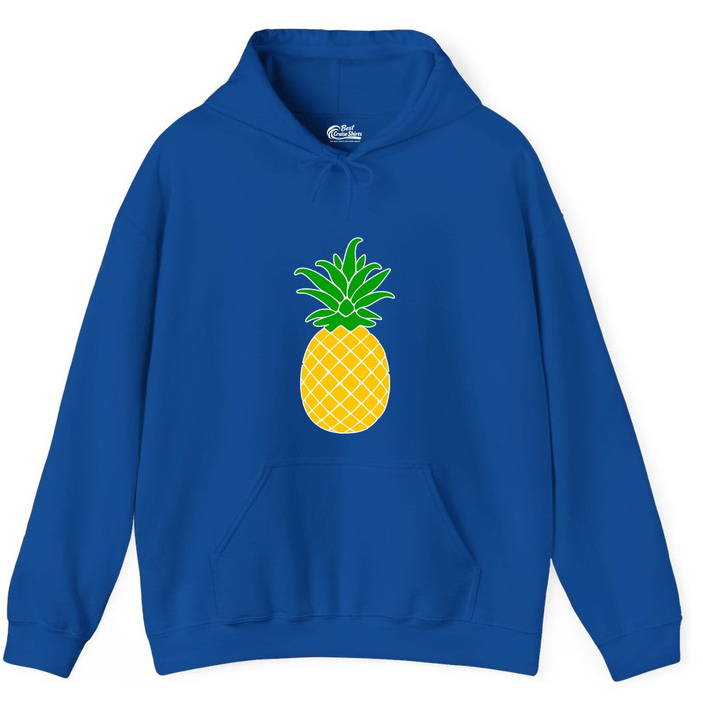 Pineapple Graphic Shirt - Tropical Fruit Apparel for Summer Fun (Hoodie) in Royal - Cartoon Pineapple Graphic Shirt - Bold Tropical Fruit Summer Tee