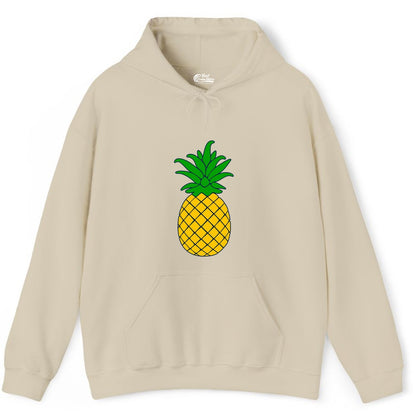 Pineapple Graphic Shirt - Tropical Fruit Apparel for Summer Fun (Hoodie) in Sand - Cartoon Pineapple Graphic Shirt - Bold Tropical Fruit Summer Tee