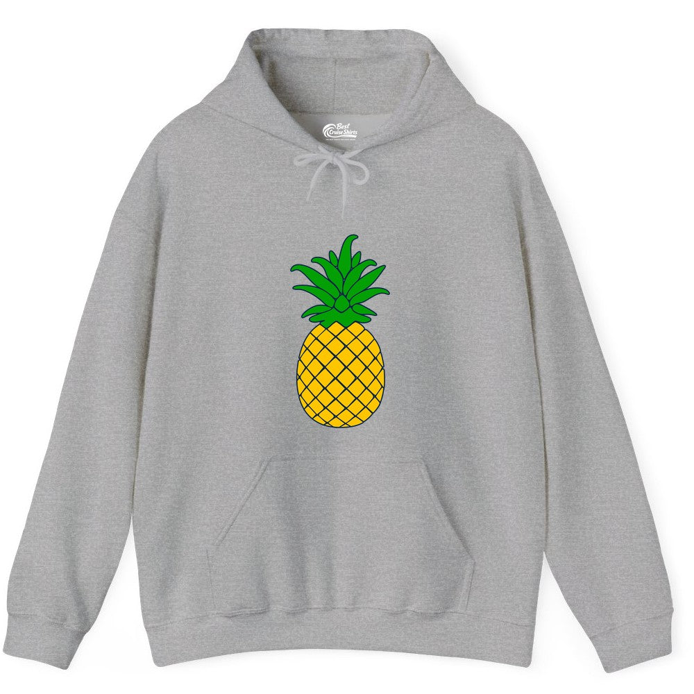 Pineapple Graphic Shirt - Tropical Fruit Apparel for Summer Fun (Hoodie) in Sport Grey - Cartoon Pineapple Graphic Shirt - Bold Tropical Fruit Summer Tee
