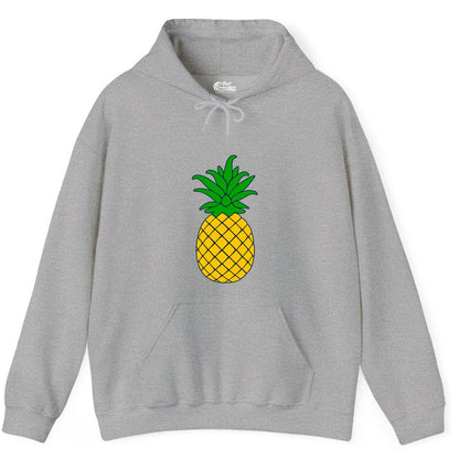 Pineapple Graphic Shirt - Tropical Fruit Apparel for Summer Fun (Hoodie) in Sport Grey - Cartoon Pineapple Graphic Shirt - Bold Tropical Fruit Summer Tee