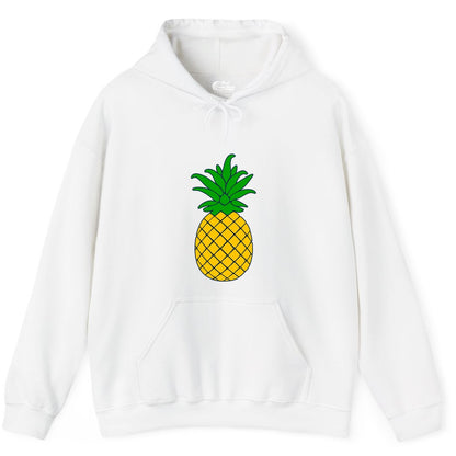 Pineapple Graphic Shirt - Tropical Fruit Apparel for Summer Fun (Hoodie) in White - Cartoon Pineapple Graphic Shirt - Bold Tropical Fruit Summer Tee