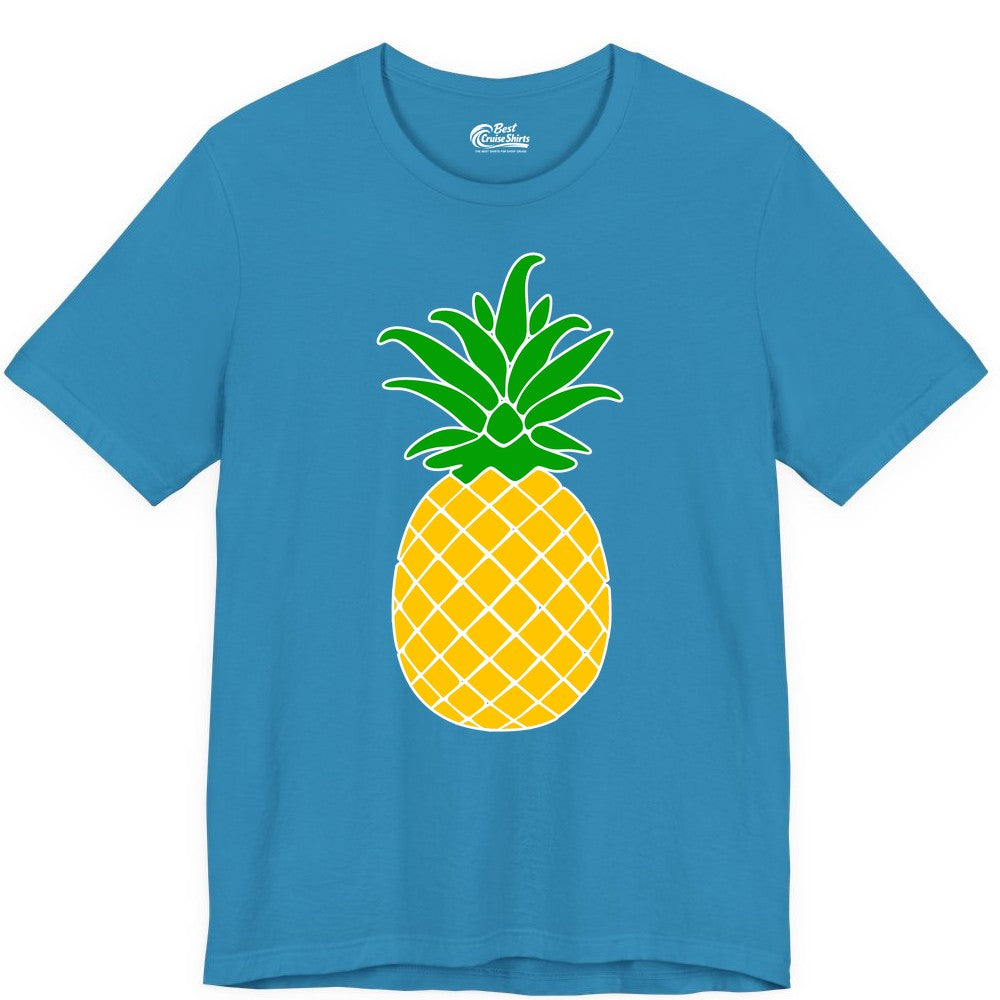 Pineapple Graphic Shirt - Tropical Fruit Apparel for Summer Fun (Premium Tee) in Aqua - Cartoon Pineapple Graphic Shirt - Bold Tropical Fruit Summer Tee