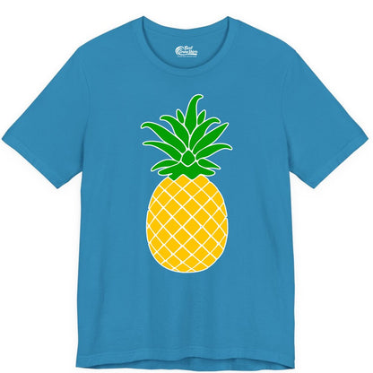 Pineapple Graphic Shirt - Tropical Fruit Apparel for Summer Fun (Premium Tee) in Aqua - Cartoon Pineapple Graphic Shirt - Bold Tropical Fruit Summer Tee