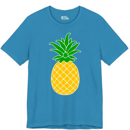 Pineapple Graphic Shirt - Tropical Fruit Apparel for Summer Fun (Premium Tee) in Aqua - Cartoon Pineapple Graphic Shirt - Bold Tropical Fruit Summer Tee