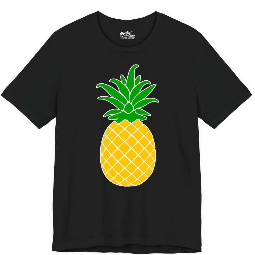 Pineapple Graphic Shirt - Tropical Fruit Apparel for Summer Fun (Premium Tee) in Black - Cartoon Pineapple Graphic Shirt - Bold Tropical Fruit Summer Tee