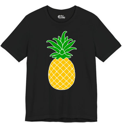 Pineapple Graphic Shirt - Tropical Fruit Apparel for Summer Fun (Premium Tee) in Black - Cartoon Pineapple Graphic Shirt - Bold Tropical Fruit Summer Tee
