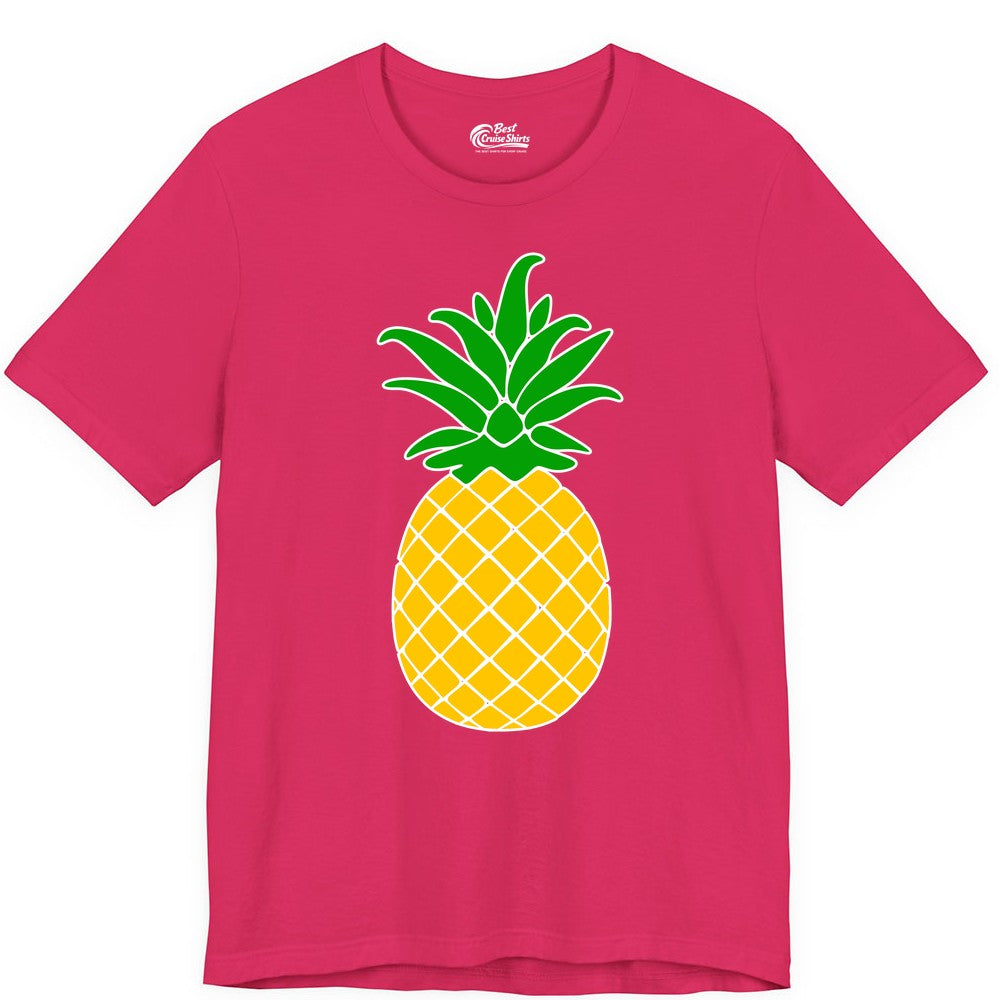 Pineapple Graphic Shirt - Tropical Fruit Apparel for Summer Fun (Premium Tee) in Fuchsia - Cartoon Pineapple Graphic Shirt - Bold Tropical Fruit Summer Tee