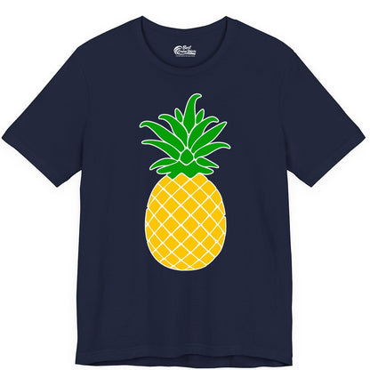 Pineapple Graphic Shirt - Tropical Fruit Apparel for Summer Fun (Premium Tee) in Navy - Cartoon Pineapple Graphic Shirt - Bold Tropical Fruit Summer Tee