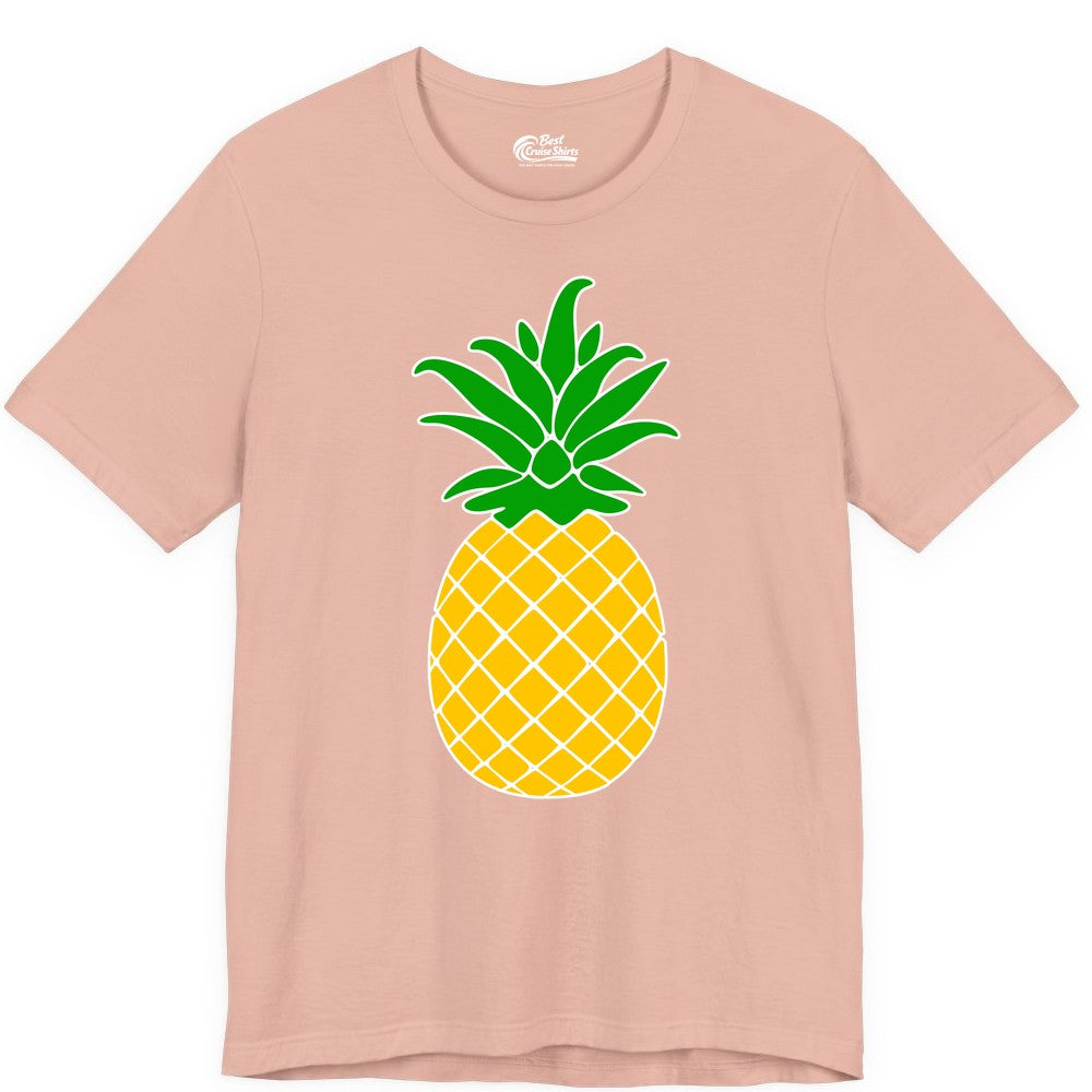 Pineapple Graphic Shirt - Tropical Fruit Apparel for Summer Fun (Premium Tee) in Peach - Cartoon Pineapple Graphic Shirt - Bold Tropical Fruit Summer Tee