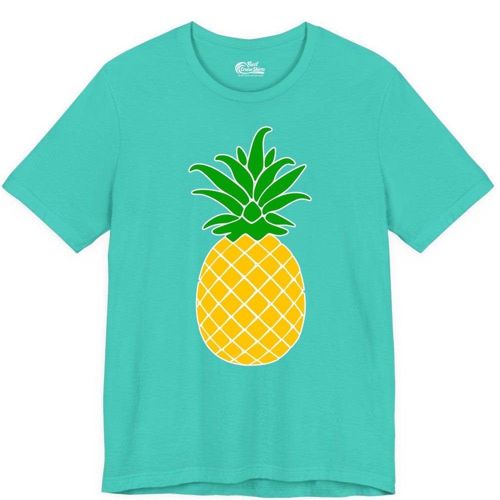 Pineapple Graphic Shirt - Tropical Fruit Apparel for Summer Fun (Premium Tee) in Teal - Cartoon Pineapple Graphic Shirt - Bold Tropical Fruit Summer Tee