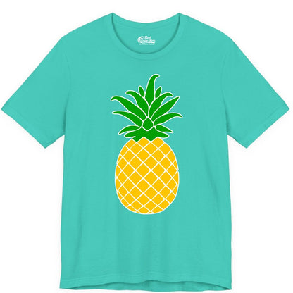 Pineapple Graphic Shirt - Tropical Fruit Apparel for Summer Fun (Premium Tee) in Teal - Cartoon Pineapple Graphic Shirt - Bold Tropical Fruit Summer Tee