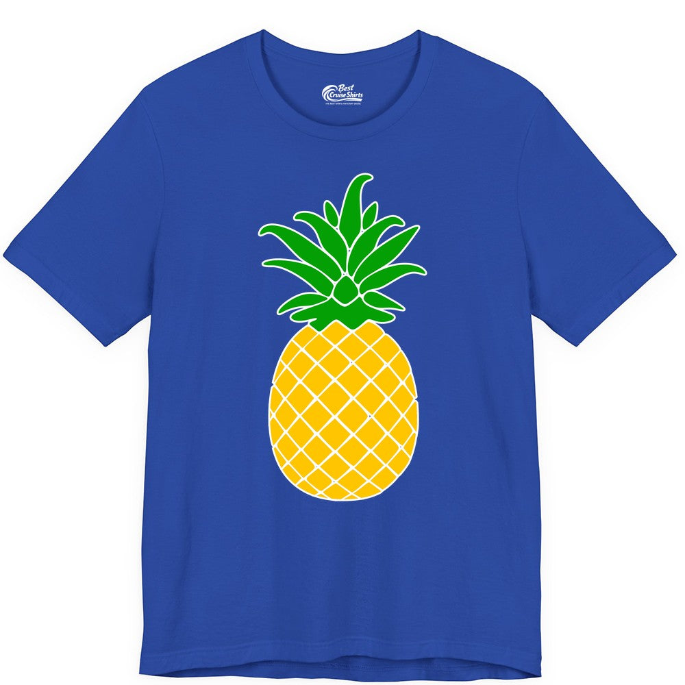 Pineapple Graphic Shirt - Tropical Fruit Apparel for Summer Fun (Premium Tee) in True Royal - Cartoon Pineapple Graphic Shirt - Bold Tropical Fruit Summer Tee