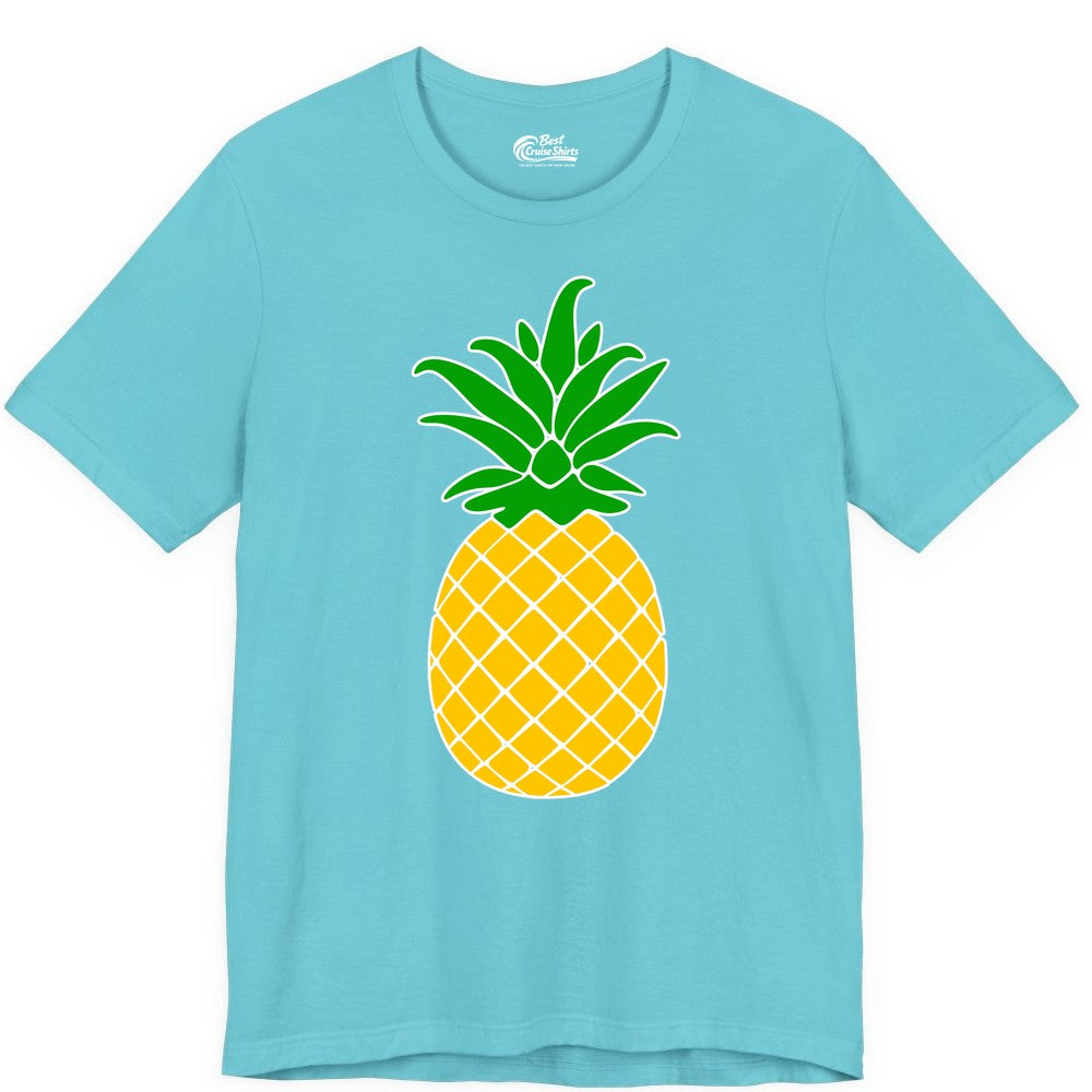 Pineapple Graphic Shirt - Tropical Fruit Apparel for Summer Fun (Premium Tee) in Turquoise - Cartoon Pineapple Graphic Shirt - Bold Tropical Fruit Summer Tee