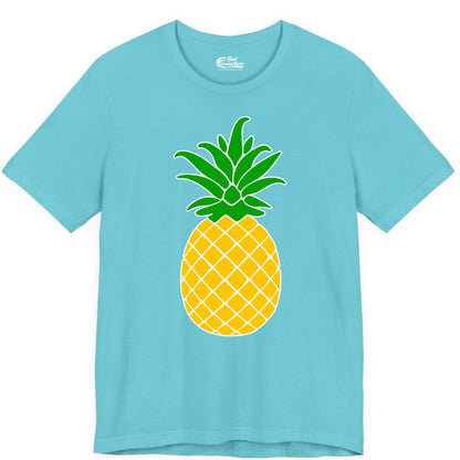 Pineapple Graphic Shirt - Tropical Fruit Apparel for Summer Fun (Premium Tee) in Turquoise - Cartoon Pineapple Graphic Shirt - Bold Tropical Fruit Summer Tee