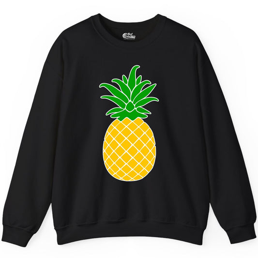 Pineapple Graphic Shirt - Tropical Fruit Apparel for Summer Fun (Sweatshirt) in Black - Cartoon Pineapple Graphic Shirt - Bold Tropical Fruit Summer Tee