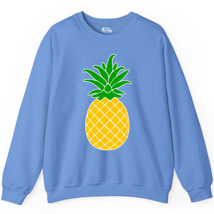 Pineapple Graphic Shirt - Tropical Fruit Apparel for Summer Fun (Sweatshirt) in Carolina Blue - Cartoon Pineapple Graphic Shirt - Bold Tropical Fruit Summer Tee