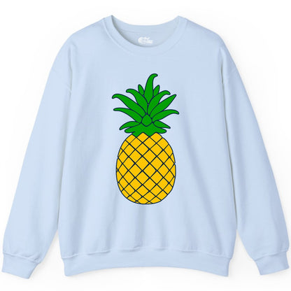 Pineapple Graphic Shirt - Tropical Fruit Apparel for Summer Fun (Sweatshirt) in Light Blue - Cartoon Pineapple Graphic Shirt - Bold Tropical Fruit Summer Tee