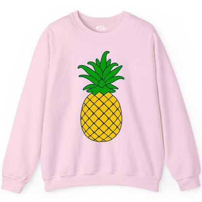 Pineapple Graphic Shirt - Tropical Fruit Apparel for Summer Fun (Sweatshirt) in Light Pink - Cartoon Pineapple Graphic Shirt - Bold Tropical Fruit Summer Tee