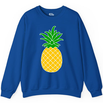 Pineapple Graphic Shirt - Tropical Fruit Apparel for Summer Fun (Sweatshirt) in Royal - Cartoon Pineapple Graphic Shirt - Bold Tropical Fruit Summer Tee