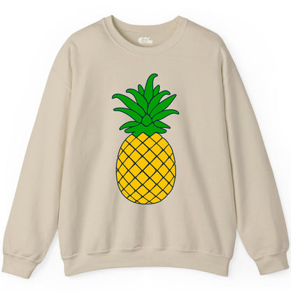Pineapple Graphic Shirt - Tropical Fruit Apparel for Summer Fun (Sweatshirt) in Sand - Cartoon Pineapple Graphic Shirt - Bold Tropical Fruit Summer Tee