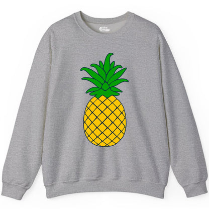 Pineapple Graphic Shirt - Tropical Fruit Apparel for Summer Fun (Sweatshirt) in Sport Grey - Cartoon Pineapple Graphic Shirt - Bold Tropical Fruit Summer Tee