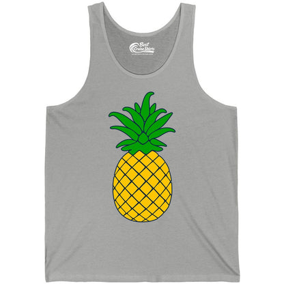 Pineapple Graphic Shirt - Tropical Fruit Apparel for Summer Fun (Tank Top) in Athletic Heather - Cartoon Pineapple Graphic Shirt - Bold Tropical Fruit Summer Tee