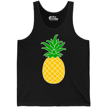 Pineapple Graphic Shirt - Tropical Fruit Apparel for Summer Fun (Tank Top) in Black - Cartoon Pineapple Graphic Shirt - Bold Tropical Fruit Summer Tee
