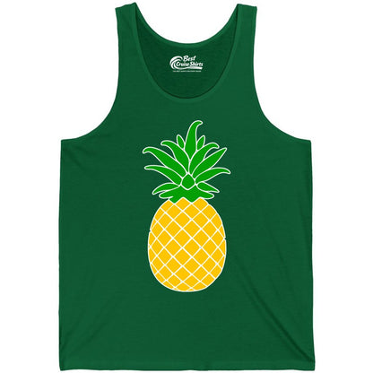 Pineapple Graphic Shirt - Tropical Fruit Apparel for Summer Fun (Tank Top) in Kelly - Cartoon Pineapple Graphic Shirt - Bold Tropical Fruit Summer Tee