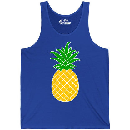 Pineapple Graphic Shirt - Tropical Fruit Apparel for Summer Fun (Tank Top) in True Royal - Cartoon Pineapple Graphic Shirt - Bold Tropical Fruit Summer Tee