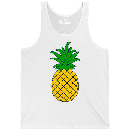 Pineapple Graphic Shirt - Tropical Fruit Apparel for Summer Fun (Tank Top) in White - Cartoon Pineapple Graphic Shirt - Bold Tropical Fruit Summer Tee