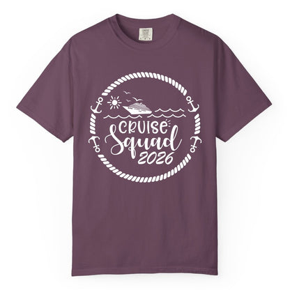 Cruise Squad 2026 Shirt - Family Cruise Shirt Group Apparel (Comfort Color) in Berry - Cruise Squad 2026 Shirt - Nautical Rope Anchor Family Group Tee