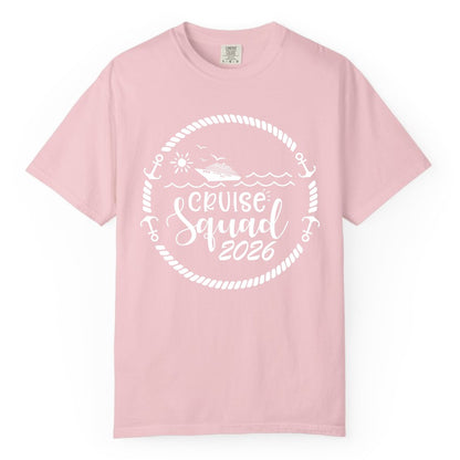 Cruise Squad 2026 Shirt - Family Cruise Shirt Group Apparel (Comfort Color) in Blossom - Cruise Squad 2026 Shirt - Nautical Rope Anchor Family Group Tee