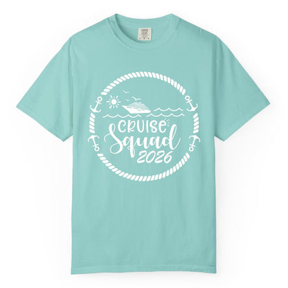 Cruise Squad 2026 Shirt - Family Cruise Shirt Group Apparel (Comfort Color) in Chalky Mint - Cruise Squad 2026 Shirt - Nautical Rope Anchor Family Group Tee