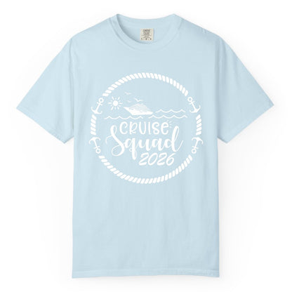Cruise Squad 2026 Shirt - Family Cruise Shirt Group Apparel (Comfort Color) in Chambray - Cruise Squad 2026 Shirt - Nautical Rope Anchor Family Group Tee