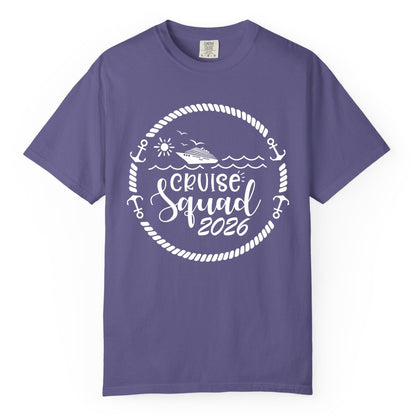 Cruise Squad 2026 Shirt - Family Cruise Shirt Group Apparel (Comfort Color) in Grape - Cruise Squad 2026 Shirt - Nautical Rope Anchor Family Group Tee