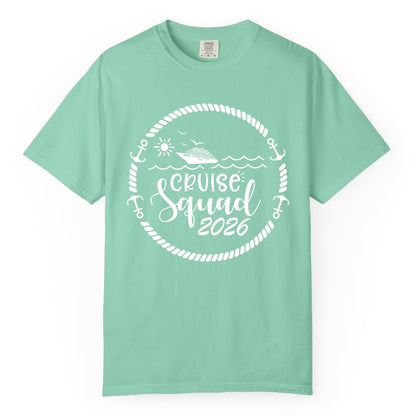 Cruise Squad 2026 Shirt - Family Cruise Shirt Group Apparel (Comfort Color) in Island Reef - Cruise Squad 2026 Shirt - Nautical Rope Anchor Family Group Tee