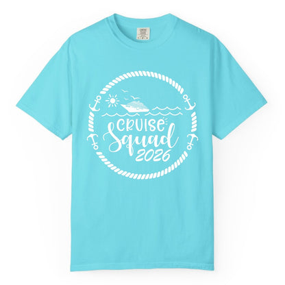 Cruise Squad 2026 Shirt - Family Cruise Shirt Group Apparel (Comfort Color) in Lagoon Blue - Cruise Squad 2026 Shirt - Nautical Rope Anchor Family Group Tee