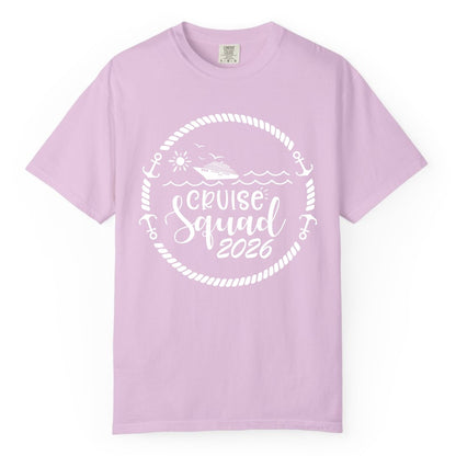 Cruise Squad 2026 Shirt - Family Cruise Shirt Group Apparel (Comfort Color) in Orchid - Cruise Squad 2026 Shirt - Nautical Rope Anchor Family Group Tee