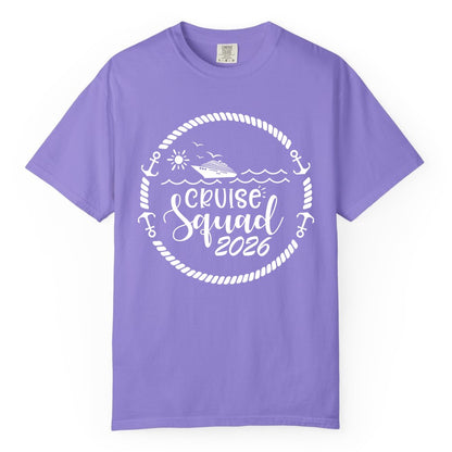 Cruise Squad 2026 Shirt - Family Cruise Shirt Group Apparel (Comfort Color) in Violet - Cruise Squad 2026 Shirt - Nautical Rope Anchor Family Group Tee